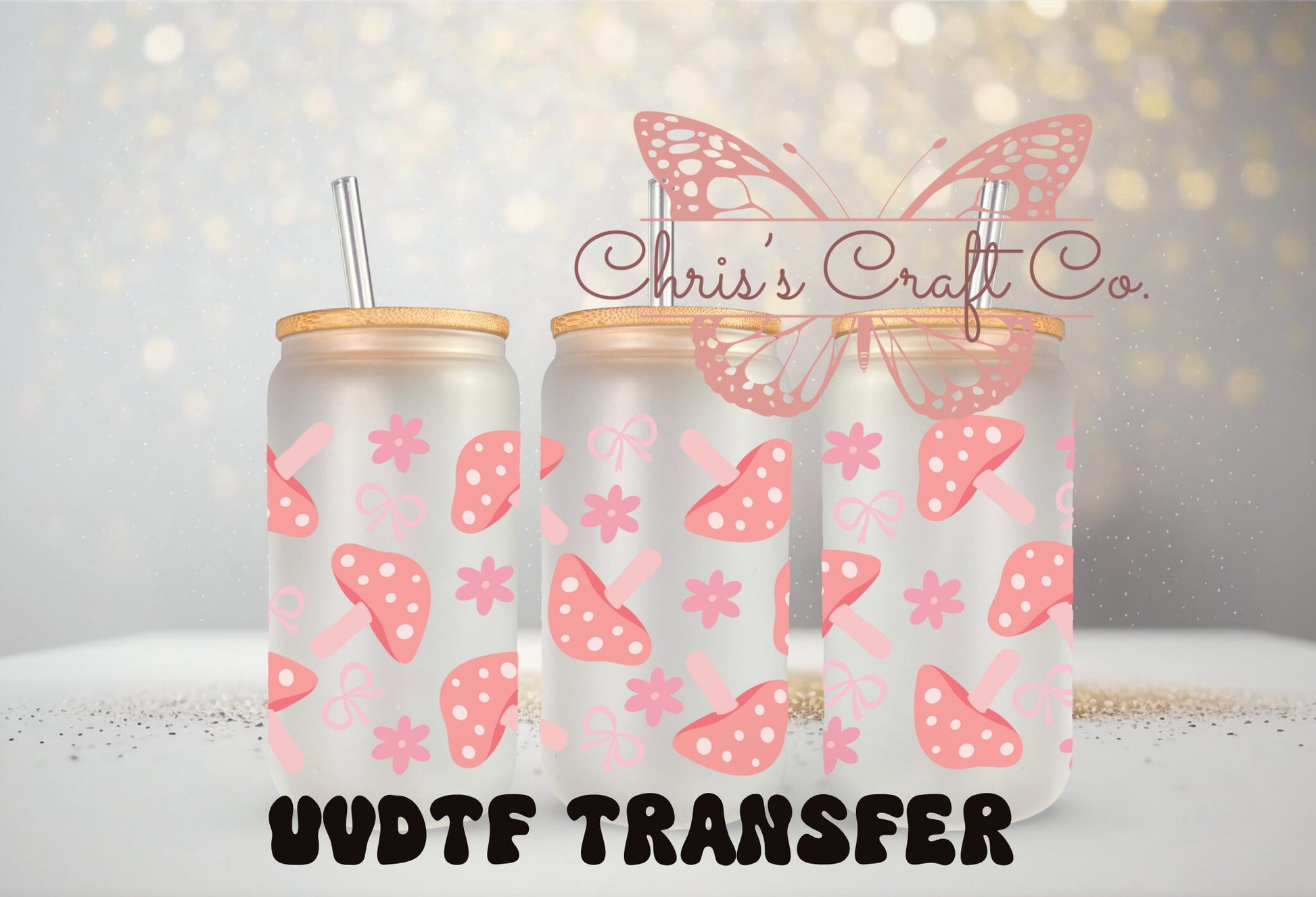 UVDTF Wrap Coquette Bow Mushroom Flower