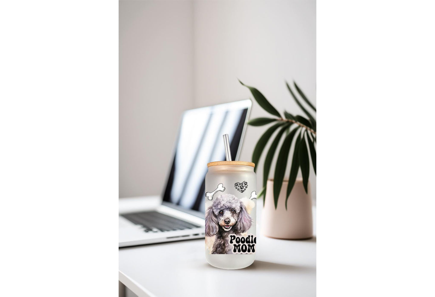UVDTF Wrap Poodle Mom 16oz Can Glass Mug Tumbler, Dog Mom Gift, Ready to apply, Permanent Adhesive, Bundle and Save