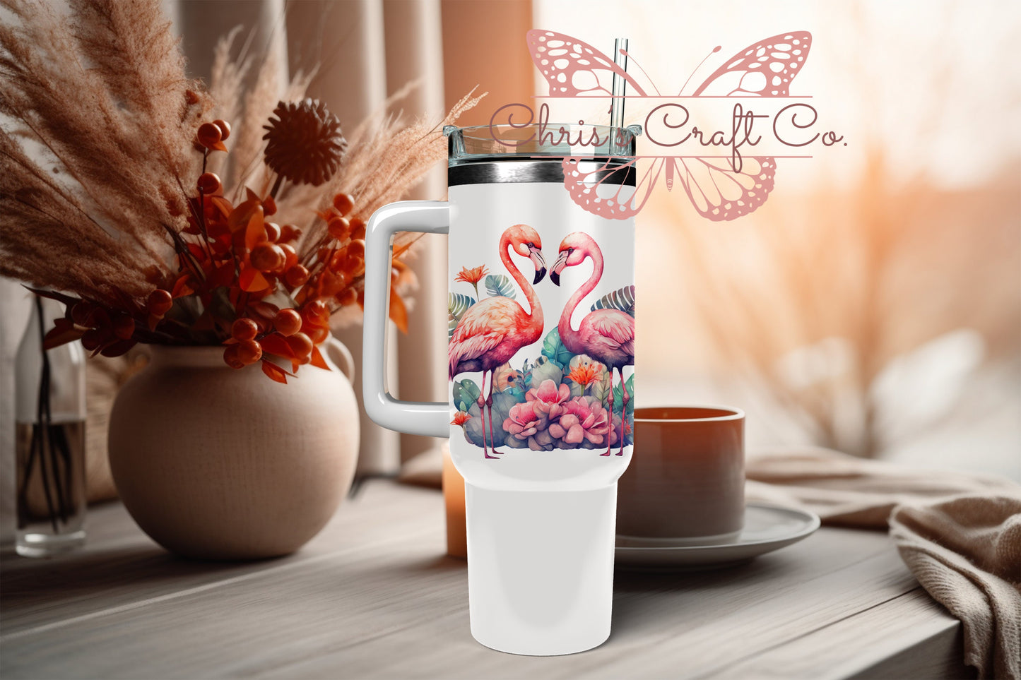 UVDTF Wrap Flamingo Tropical Floral 16 oz Can Glass Wrap Mug Tumbler, Ready to apply, Permanent Adhesive Waterproof