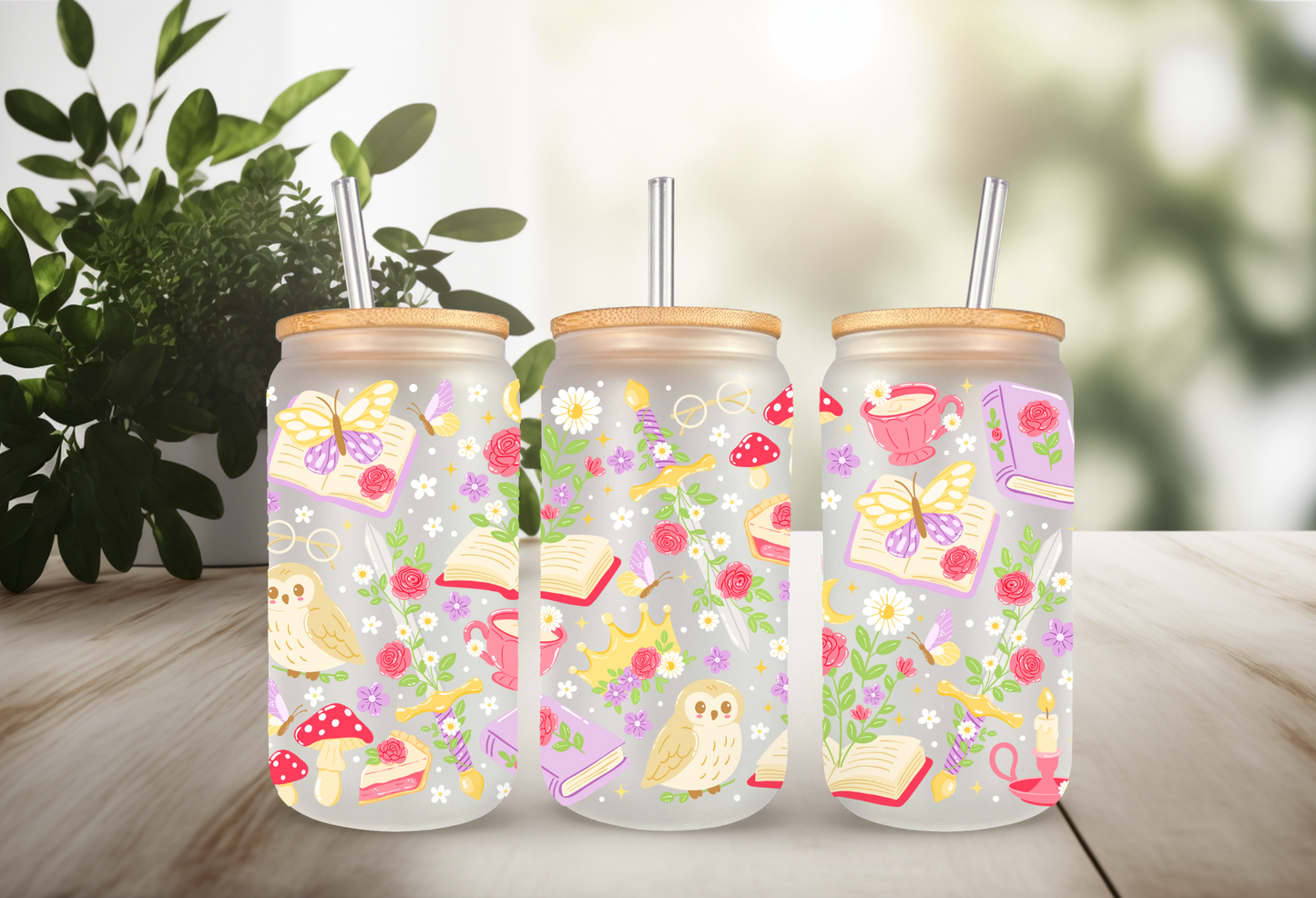 UVDTF Wrap Fantasy Book Lover  for 16oz Mug Tumbler, Ready to apply, Fruit Wrap, Permanent Waterproof Adhesive