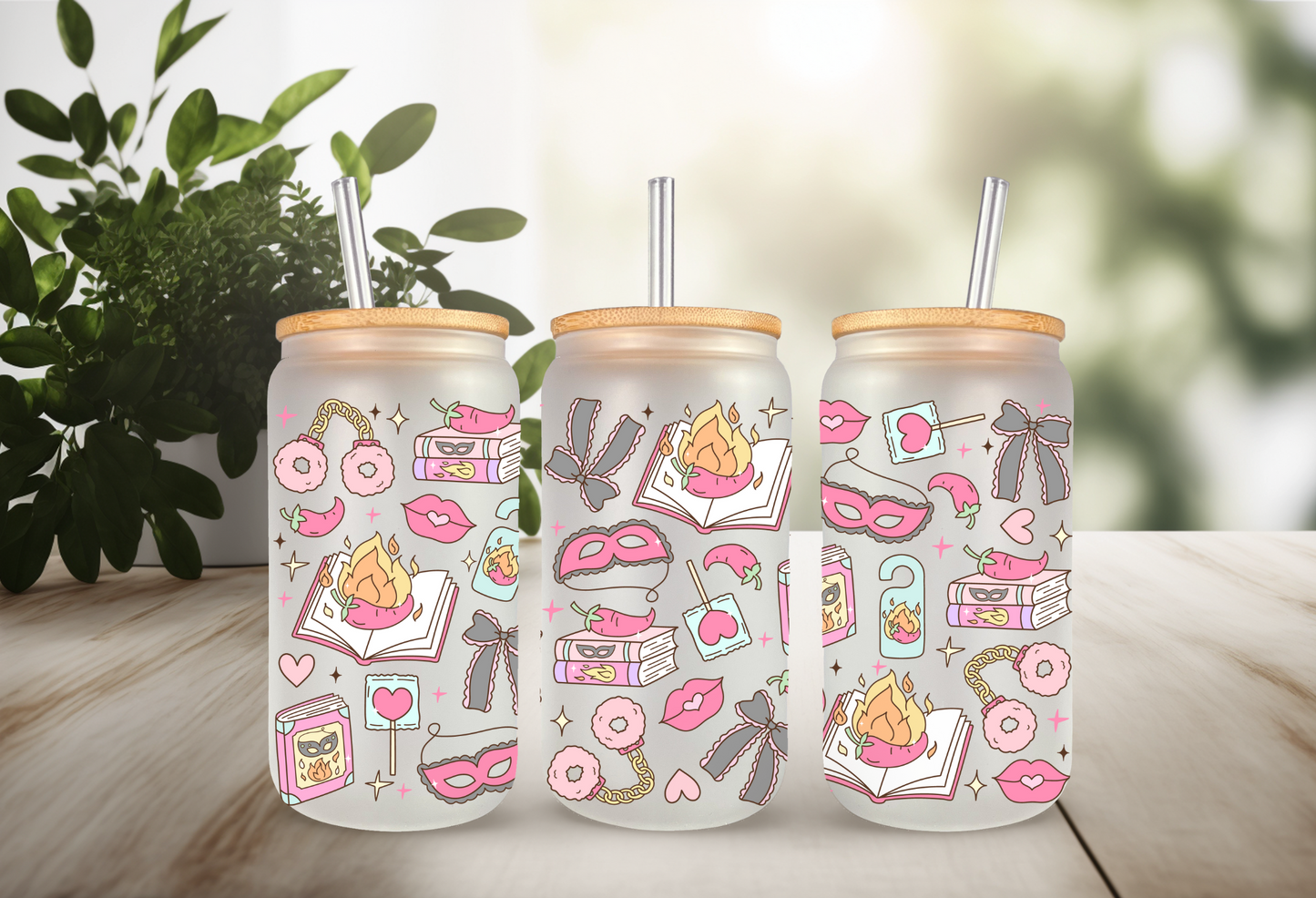 UVDTF Wrap Romance Smutty Books for 16oz Can Glass Mug Tumbler, Ready to apply, Permanent Waterproof Adhesive, Double Sided Option