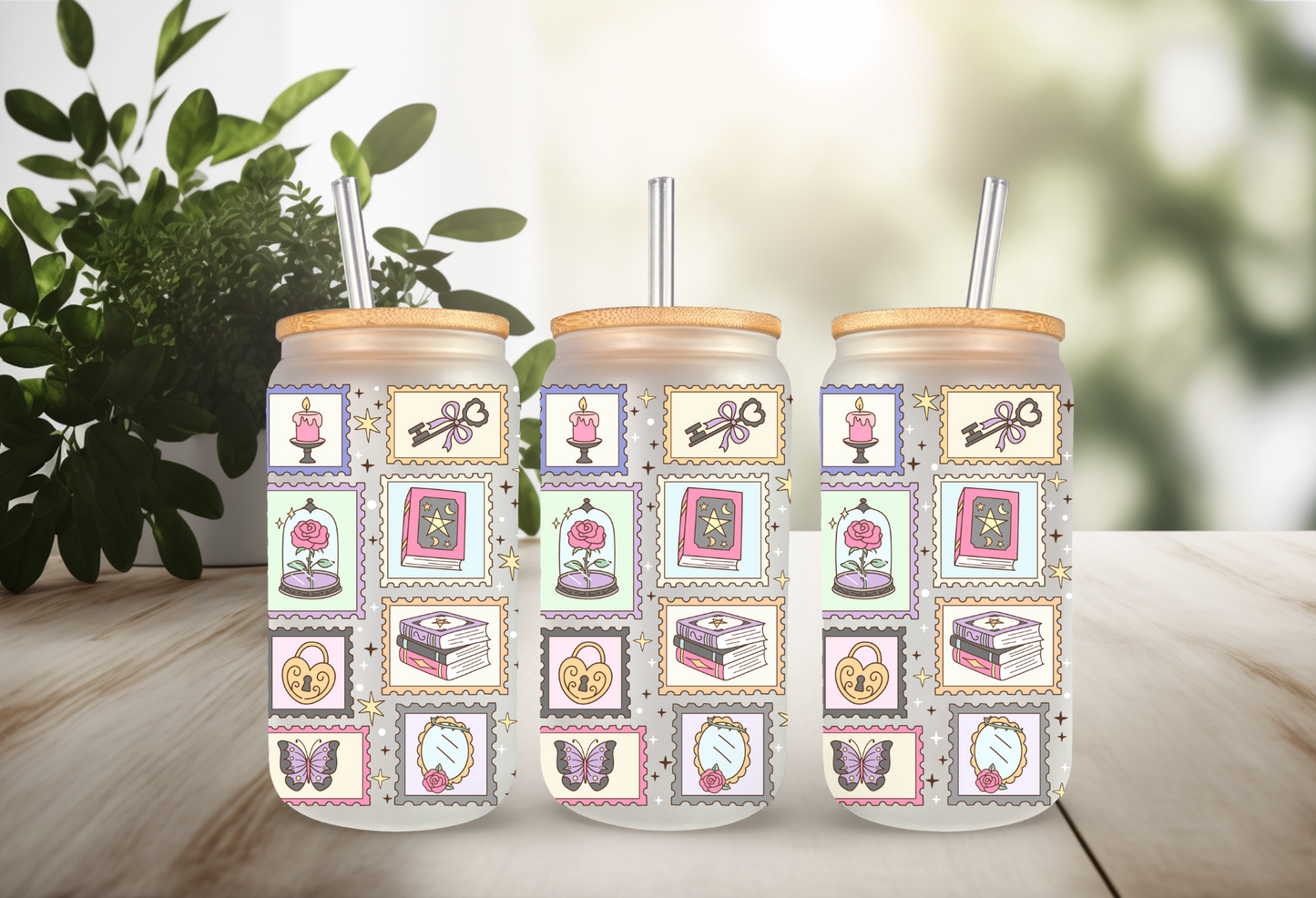 UVDTF Wrap Books Dark Academy Checkered for 16oz Can Glass Mug Tumbler, Ready to apply, Permanent Waterproof Adhesive (Copy)