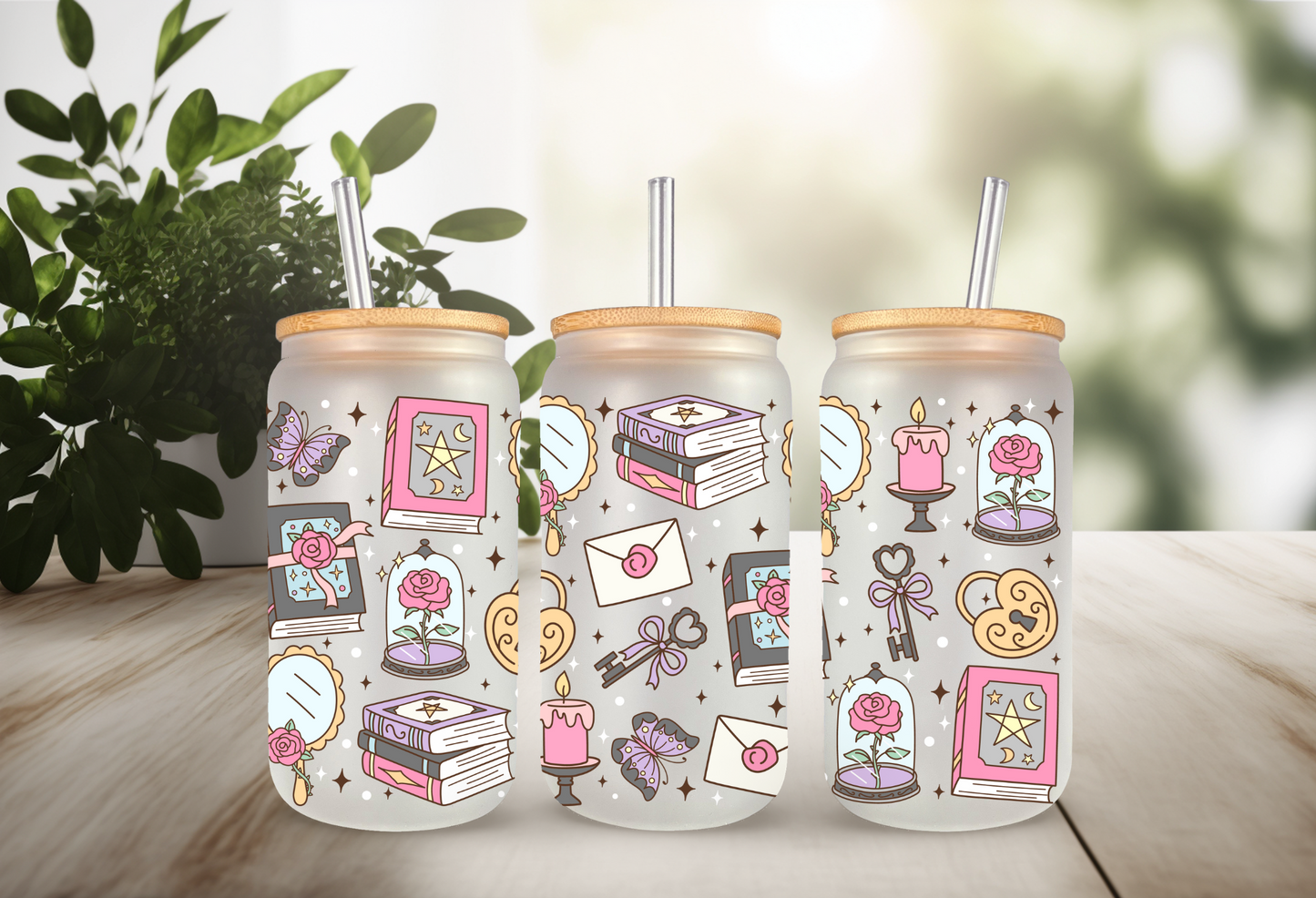 UVDTF Wrap Books Dark Academy Checkered for 16oz Can Glass Mug Tumbler, Ready to apply, Permanent Waterproof Adhesive