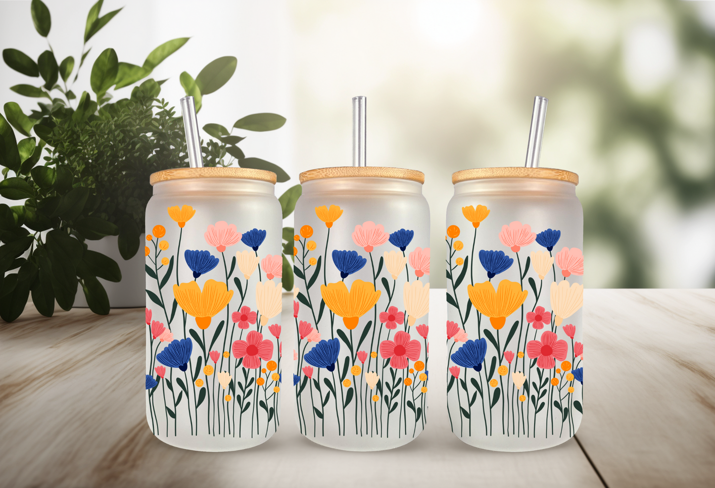 UVDTF Wrap Wildflower Blossoms for 16oz Can Glass Mug Tumbler, Wildflower Wrap, Ready to Apply, Permanent Waterproof Adhesive
