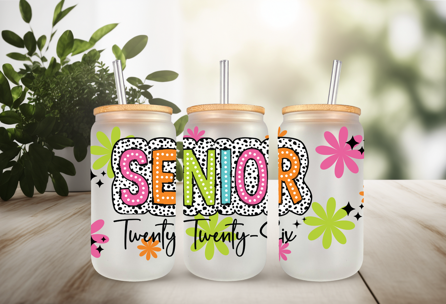 UVDTF Wrap Senior 2026 Dalmatian Dots for 16oz Can Glass, Mug Tumbler, Ready to Apply, Permanent Adhesive, Exclusive