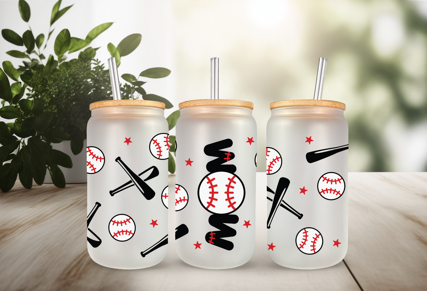 UVDTF Wrap Baseball Mom for 16oz Can Glass Mug Tumbler. Ready to Apply, Permanent Waterproof Adhesive