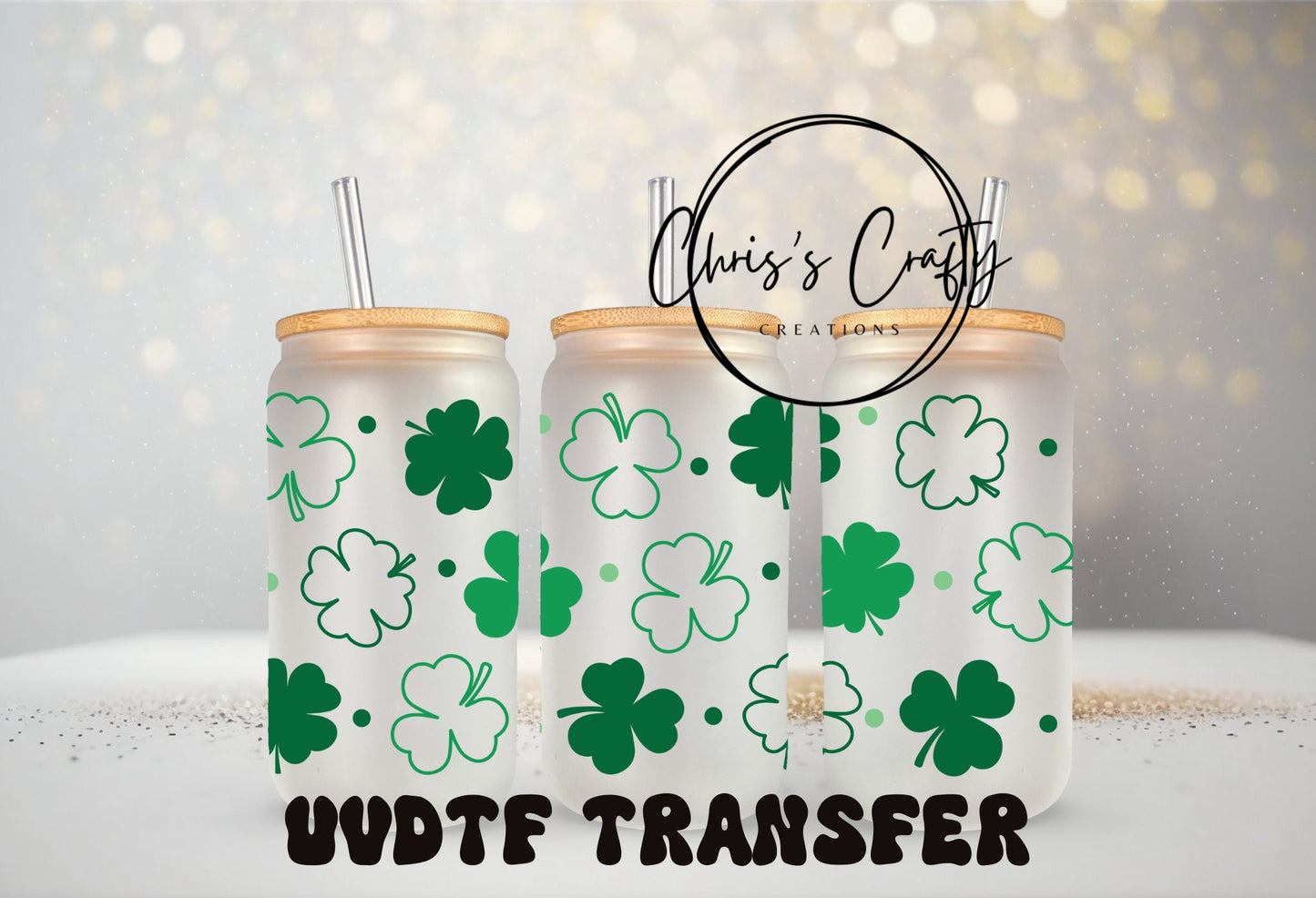 UVDTF WRAPS St. Patrick Clover Conversation Bundle Set of 4 for 16oz Mug Tumbler, Ready to Apply, Permanent Waterproof Adhesive
