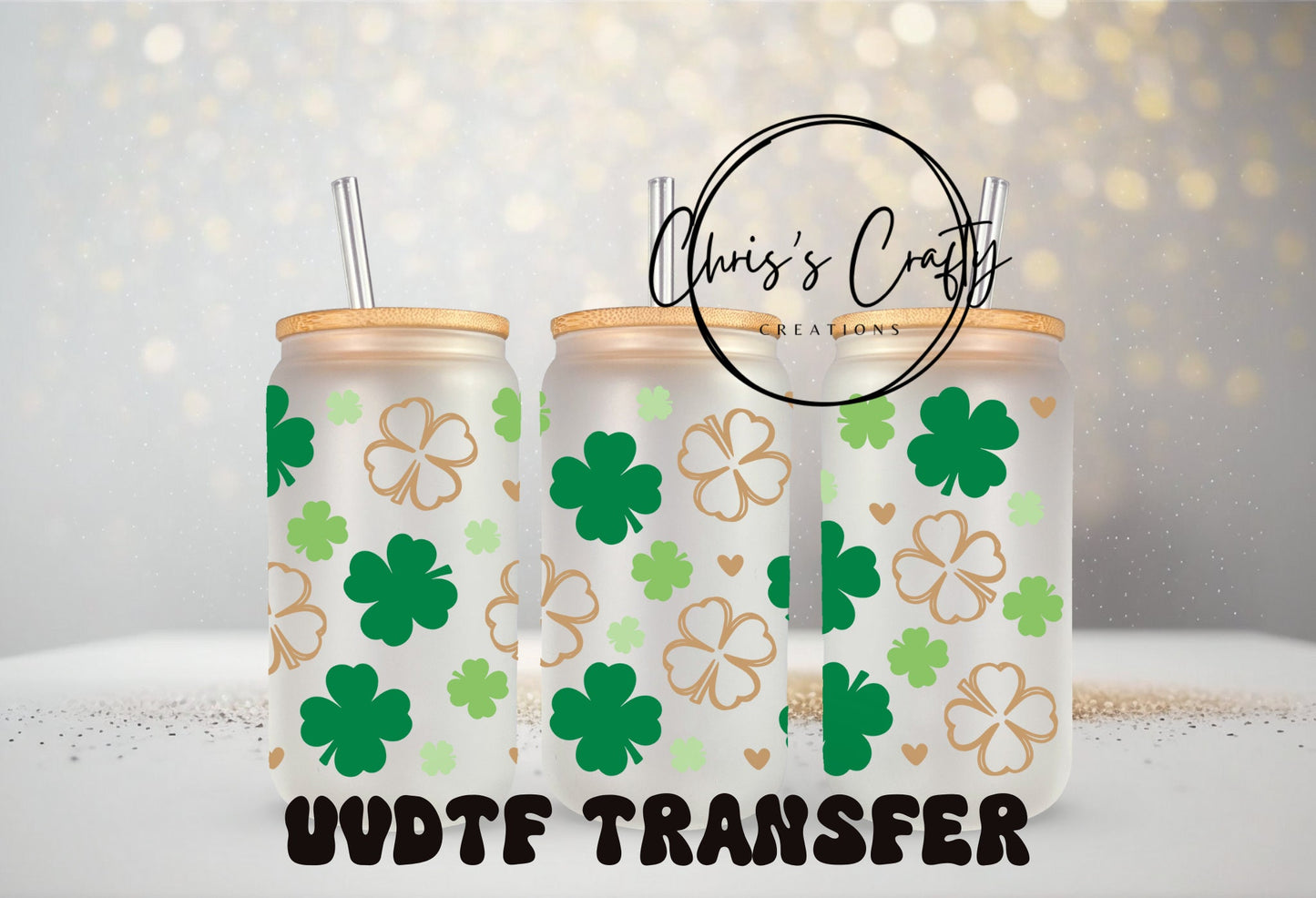 UVDTF WRAPS St. Patrick Clover Conversation Bundle Set of 4 for 16oz Mug Tumbler, Ready to Apply, Permanent Waterproof Adhesive