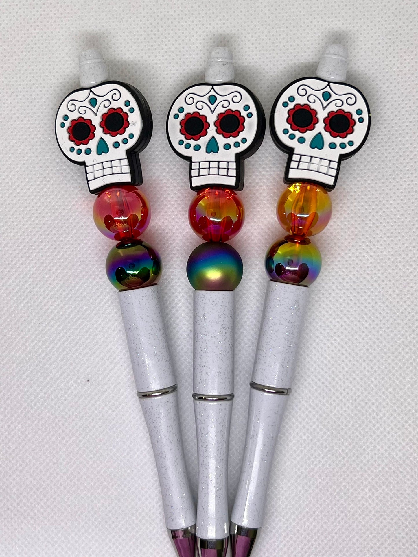 Beaded Sugar Skull Pen Beaded Pen, Sarcastic Pen, Fun Pens Acrylic Beads, Custom Pen, Retractable Ink Pen, Gifts, Graduation