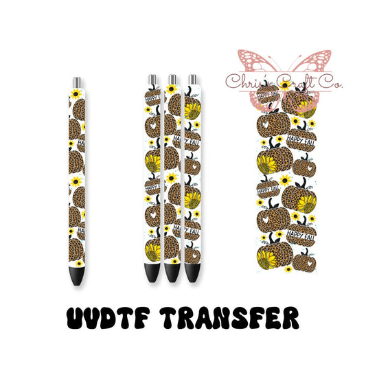UVDTF Pen Wrap Fall Leopard Pumpkins Sunflowers, Happy Fall Pen Wrap, Permanent Adhesive Waterproof, Ready to apply