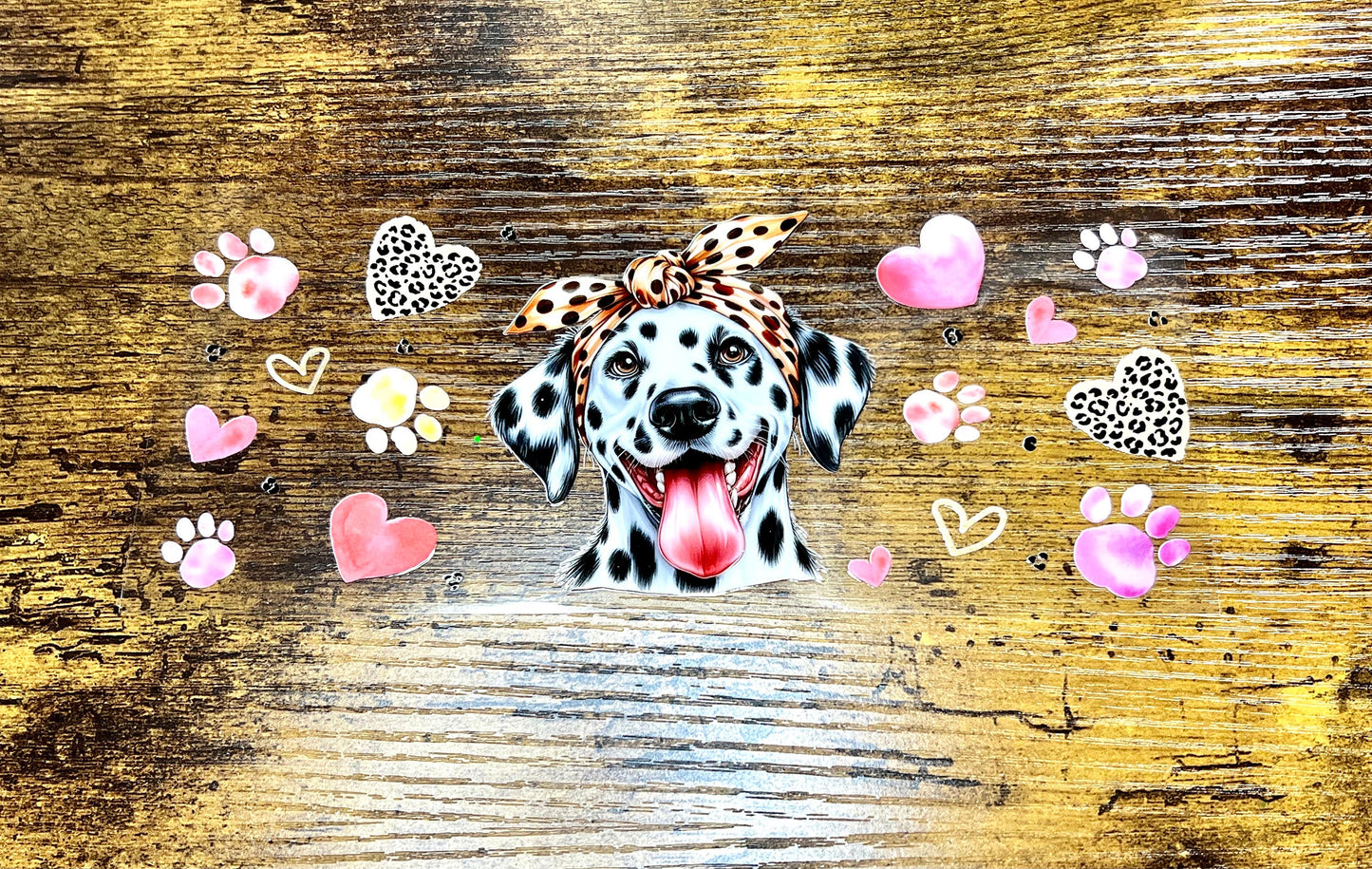 UVDTF Wrap Cute Dalmatian 16oz Can Glass Wrap  Mug Tumbler, Dog Mom, Ready to apply, Permanent Adhesive Waterproof, Add on a Cup