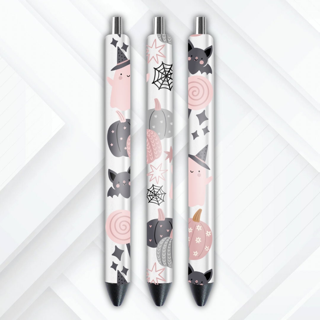 UVDTF Pen Wrap Ghost Bat Pumpkin Cute Pastel, Halloween Pen Wrap, Ready to apply, Permanent Adhesive Waterproof