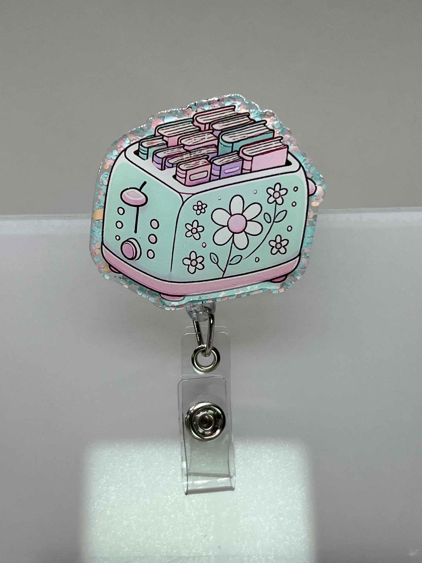 Toaster & Books Badge Reel - Whimsical Retractable ID Holder for Book Lovers, Teachers