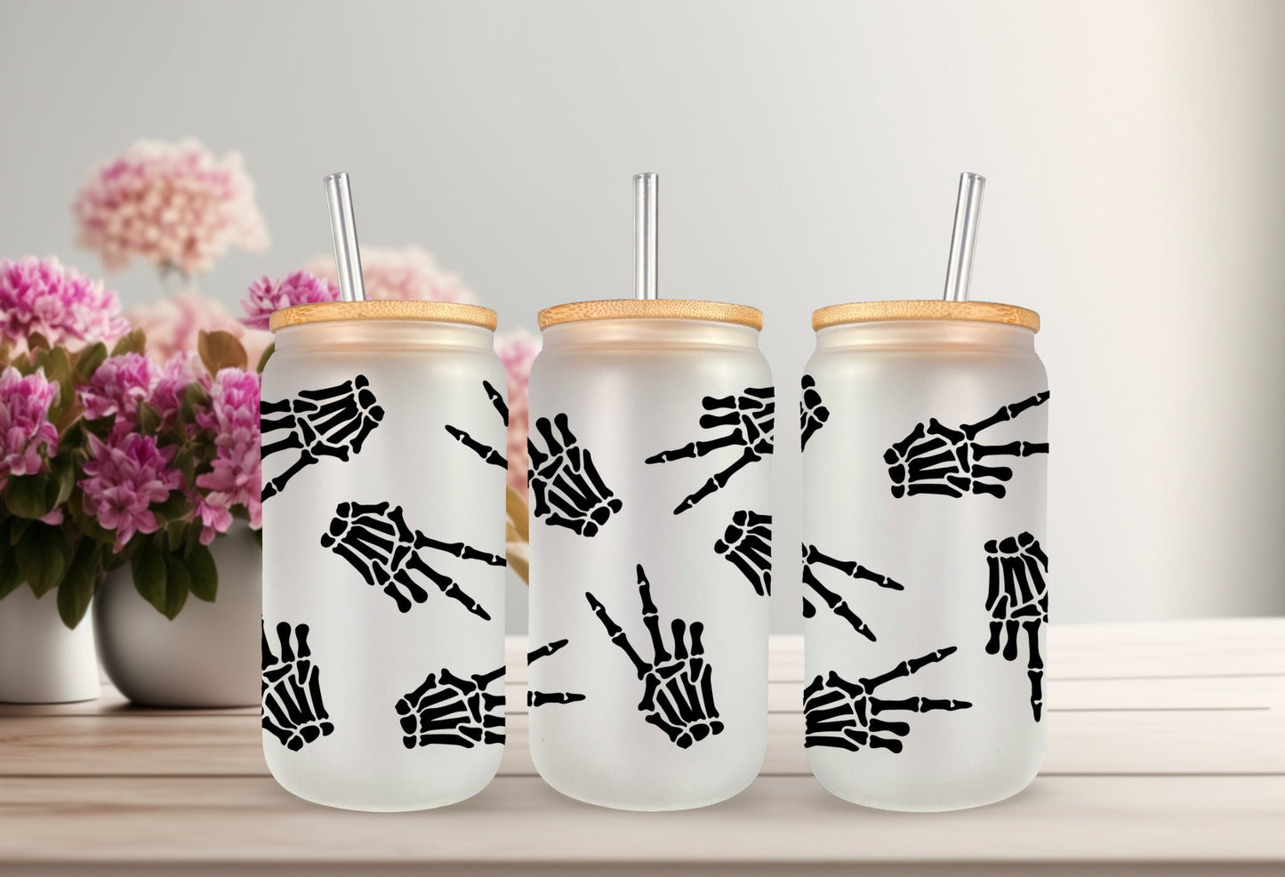 UVDTF Wrap Halloween Skeleton Hands Peace