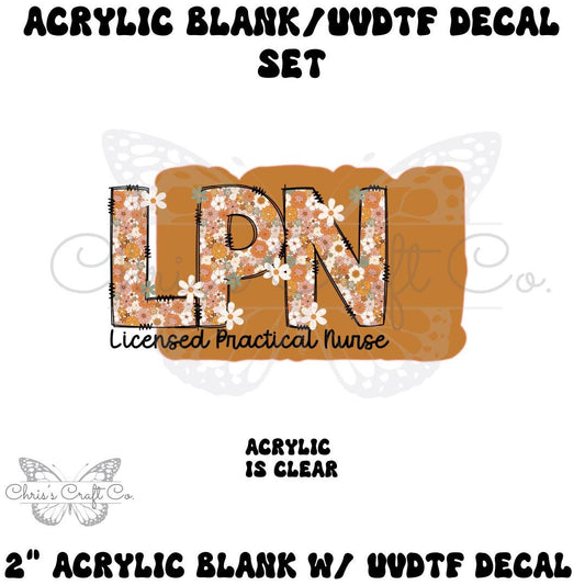 Acrylic Blank LPN Retro UVDTF Decal Set,  Nurse Badge, Diy Badge Reels, UVDTF sticker, Unfinished Badge Reel, Badge Reel Blanks
