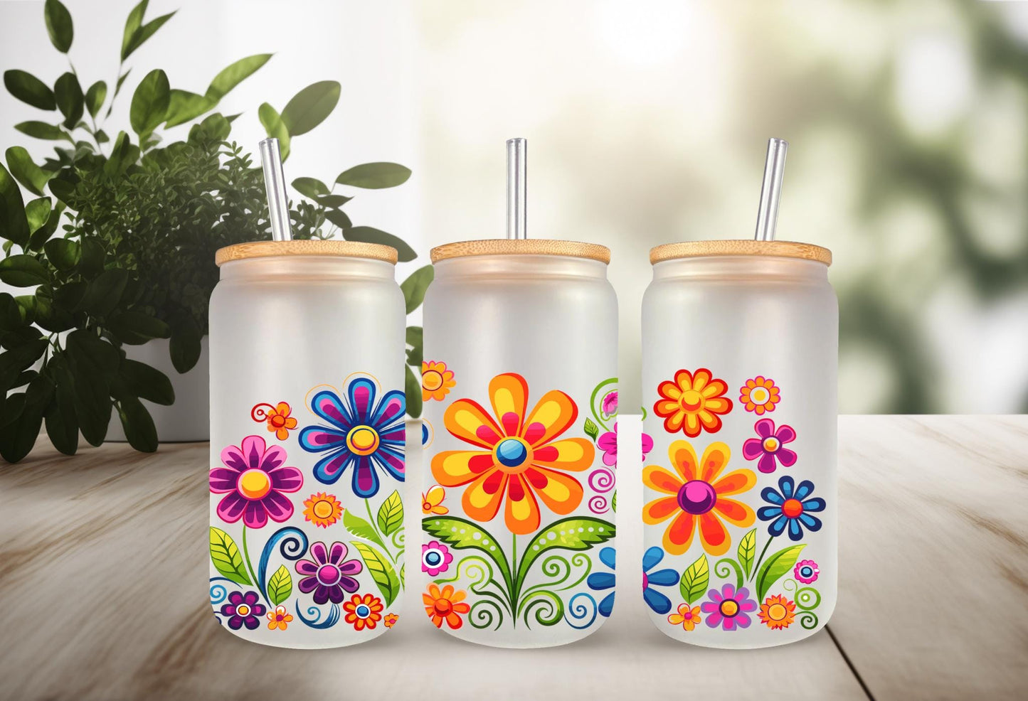 UVDTF Wrap Colorful Retro Flowers