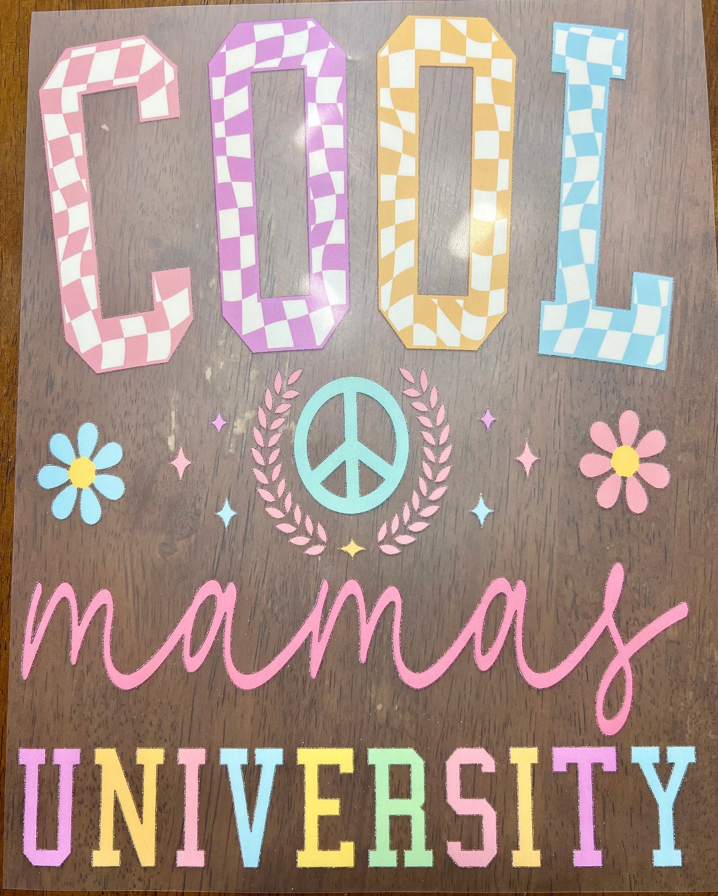 Screen print transfer Cool Mom University Checkered Colorful