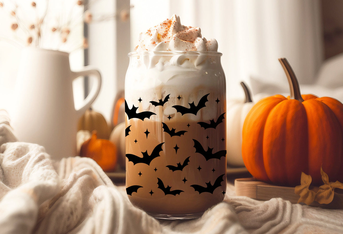 UVDTF Wrap Halloween Black Bats 16oz Can Glass, Mug /tumbler, Ready to Apply, Permanent Waterproof Adhesive