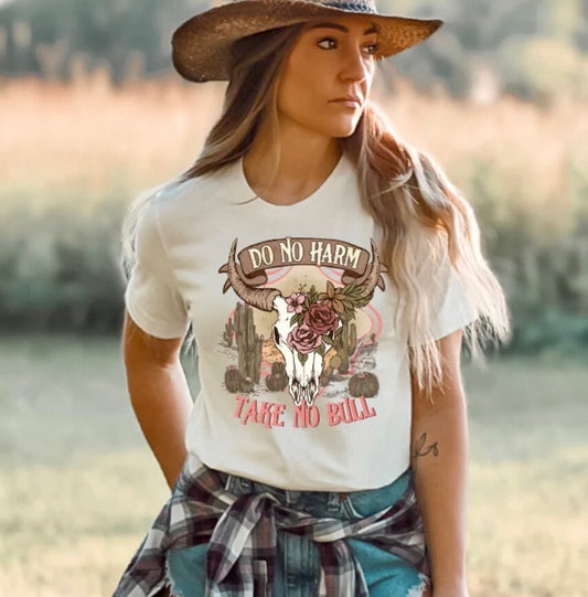 Screenprint Retro Do No Harm Take no Bull, Full Color Transfer, Ready to Press, Full Color Matte Clear Transfer