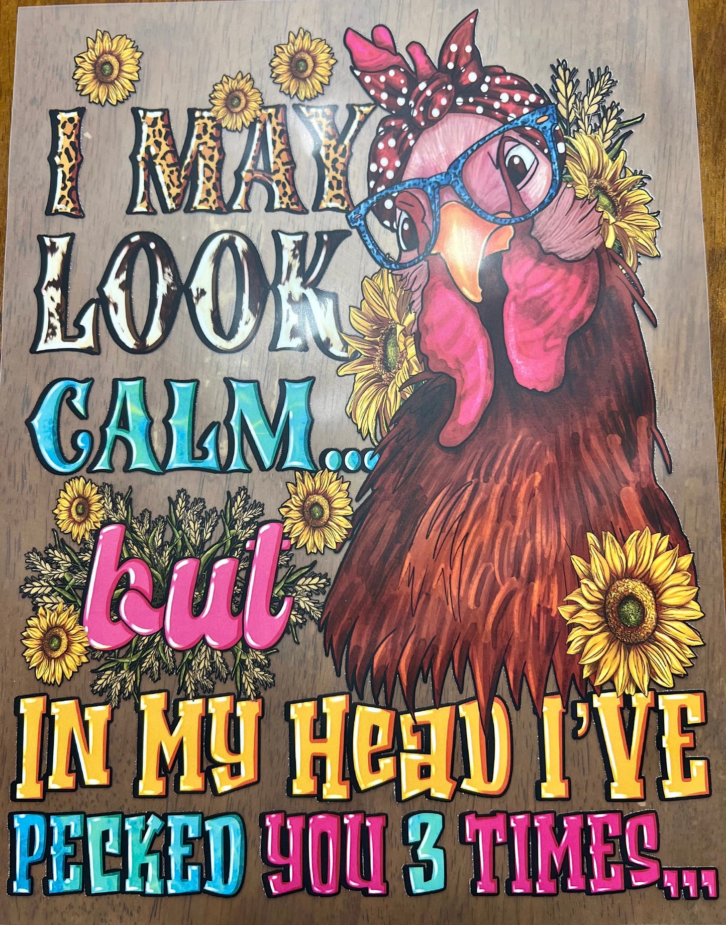 Screen Print transfer Chicken Peck
