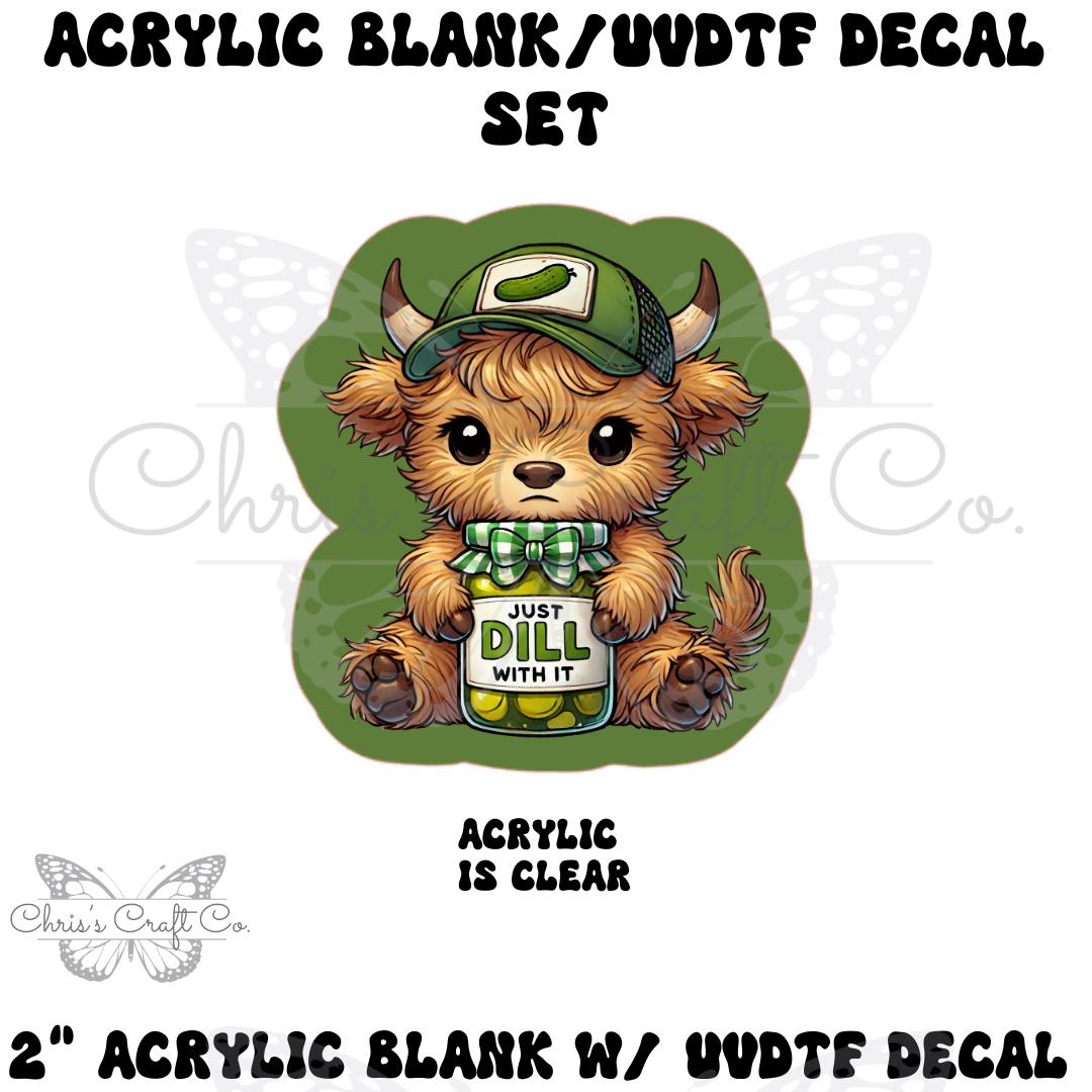 Highland Cow Acrylic Blank Decal Set, DIY Badge Reels, UVDTF sticker, Unfinished Badge Reel, Badge Reel Blanks