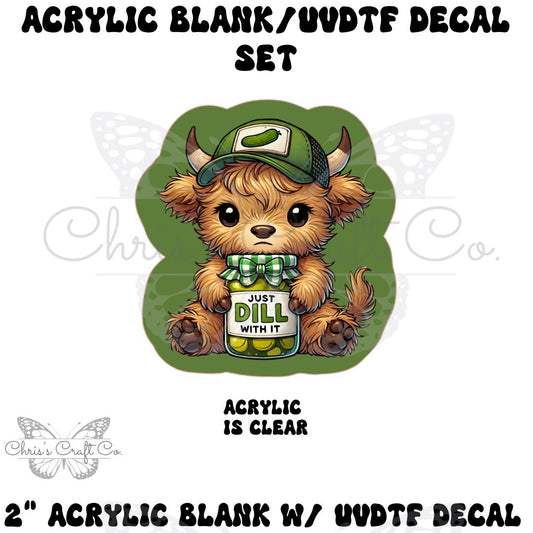 Highland Cow Acrylic Blank Decal Set, DIY Badge Reels, UVDTF sticker, Unfinished Badge Reel, Badge Reel Blanks