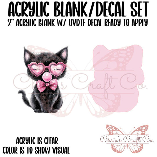 Acrylic Blank Decal Set Cat Black Bubble , DIY Badge Reels, Bow Blank UVDTF sticker, Unfinished Badge Reel, Badge Reel Blanks