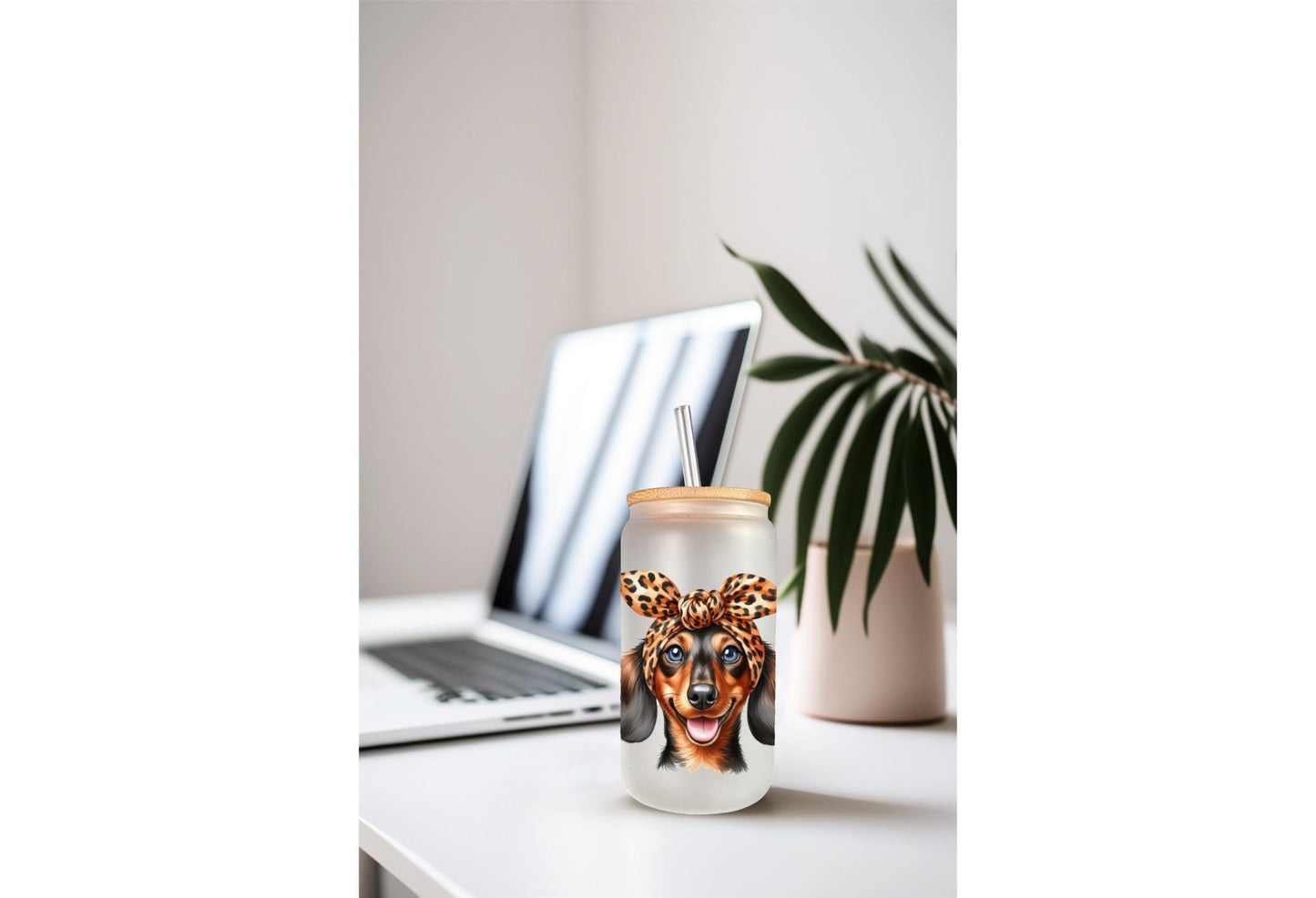 UVDTF Wrap Dachshund Heart for 16oz Can Glass Mug Tumbler, Dog Mom, Ready to apply, Permanent Waterproof Adhesive