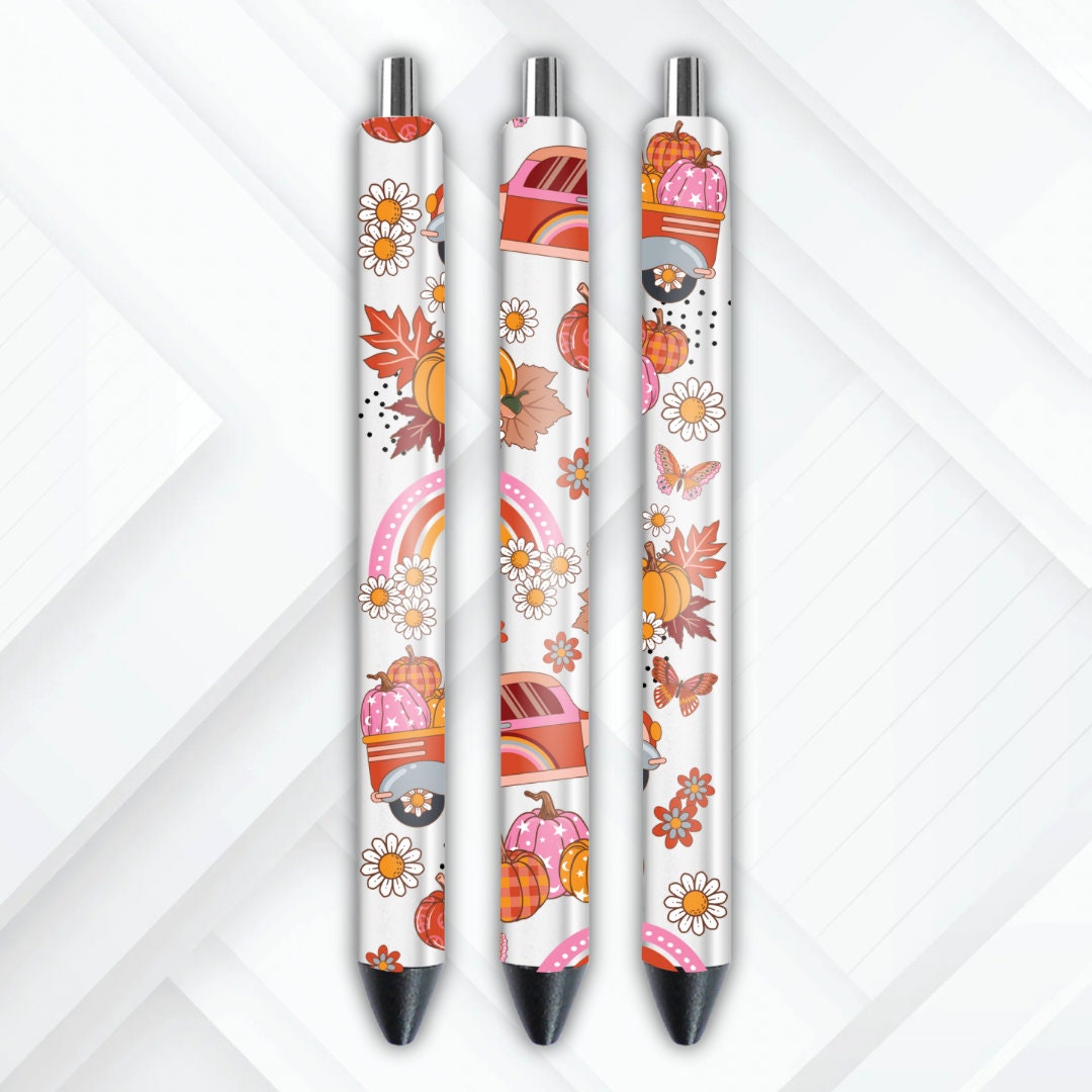 UVDTF Pen Wrap Retro Fall Pumpkins Truck Rainbow