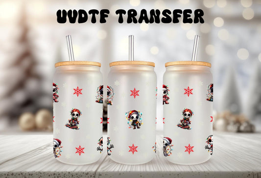 UVDTF Wrap Christmas Skeleton Lights Snowflake for 16oz Can Glass Mug Tumbler, Skeleton Wrap, Ready to apply,  Permanent Waterproof Adhesive