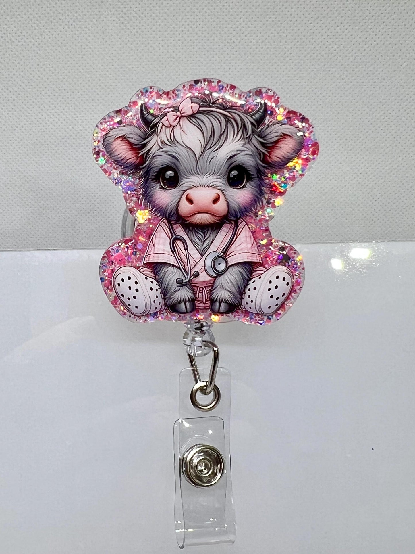 Highland Cow Nurse Acrylic Blank Decal Set, DIY Badge Reels, Medical Blank UVDTF sticker, Unfinished Badge Reel, Badge Reel Blanks