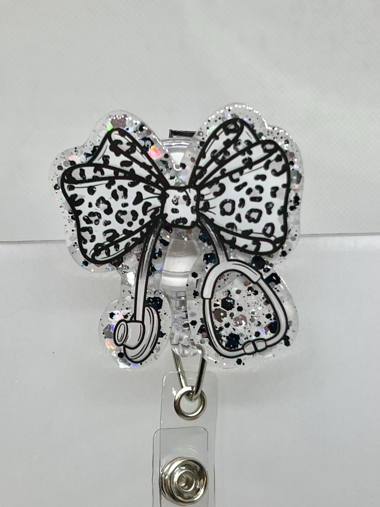 Coquette Bow Leopard Stethoscope Acrylic Blank Decal Set, DIY Badge Reels, Bow Blank and UVDTF sticker, Unfinished Badge Reel, Badge Blanks