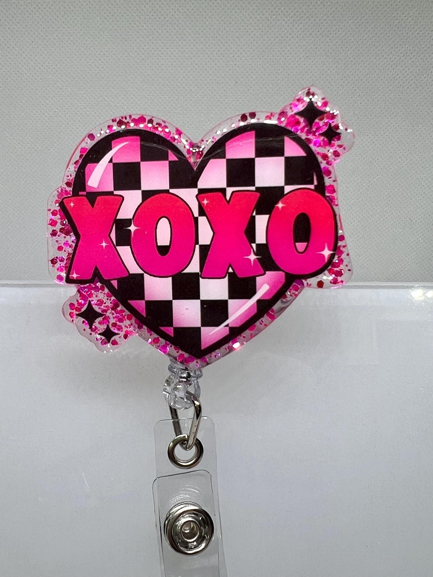Valentine XOXO Acrylic Blank UVDTF Decal Set, Diy Badge Reels, Bow Blank and UVDTF sticker, Unfinished Badge Reel, Badge Reel Blanks