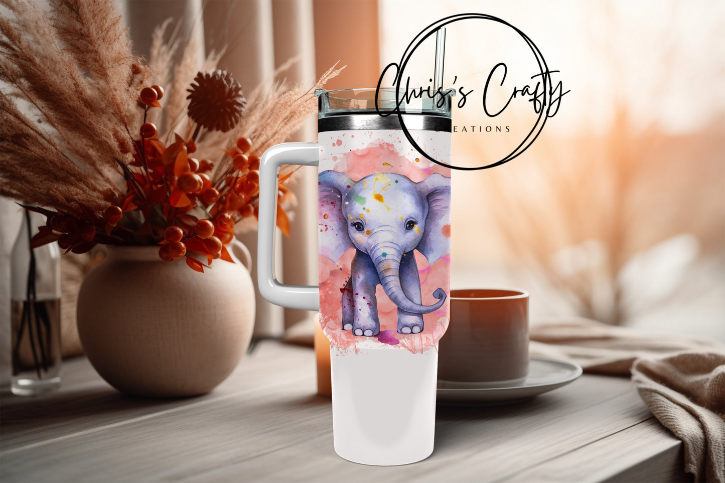UVDTF Wrap Elephant Floral Exclusive for 16oz Can Glass Mug Tumbler. Ready to Apply, Permanent Waterproof Adhesive