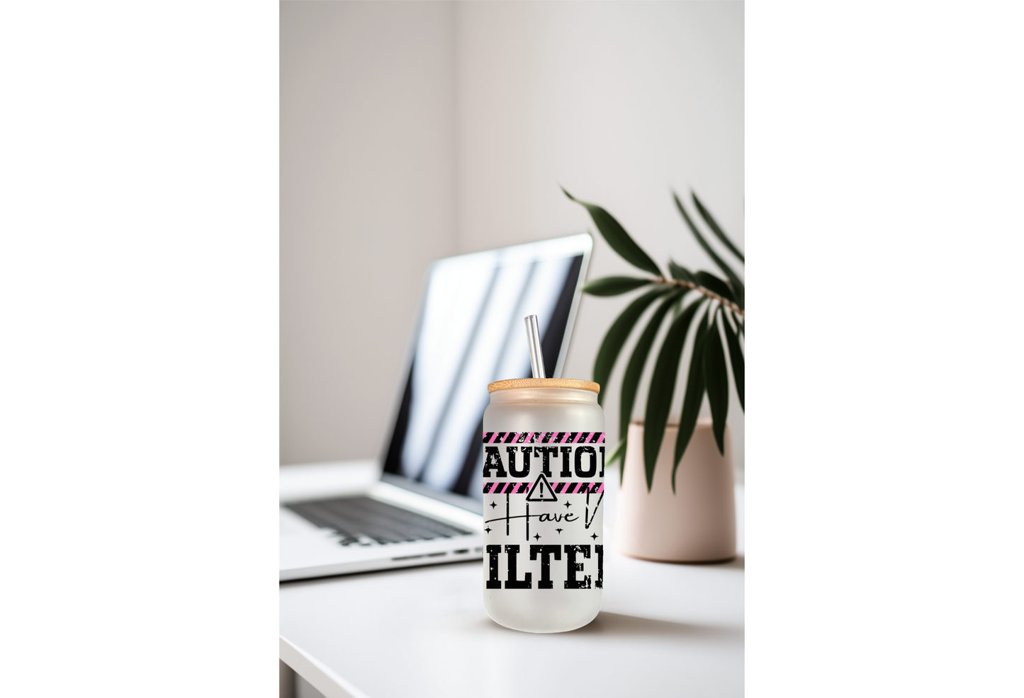 UVDTF Wrap Sarcasm Funny No Filter for 16oz Can Glass Mug Tumbler, Ready to Apply, Permanent Waterproof Adhesive