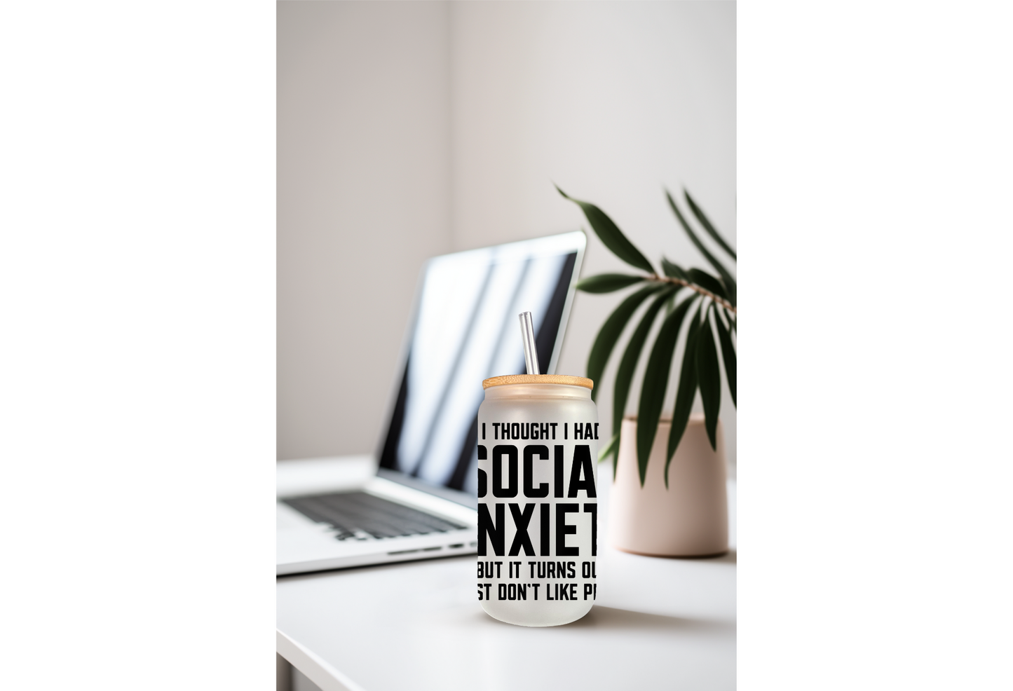 UVDTF Wrap Social Anxiety for 16oz Can Glass Mug Tumbler, Funny Sarcastic, Checkered Design, Ready to Apply, Permanent Waterproof Adhesive