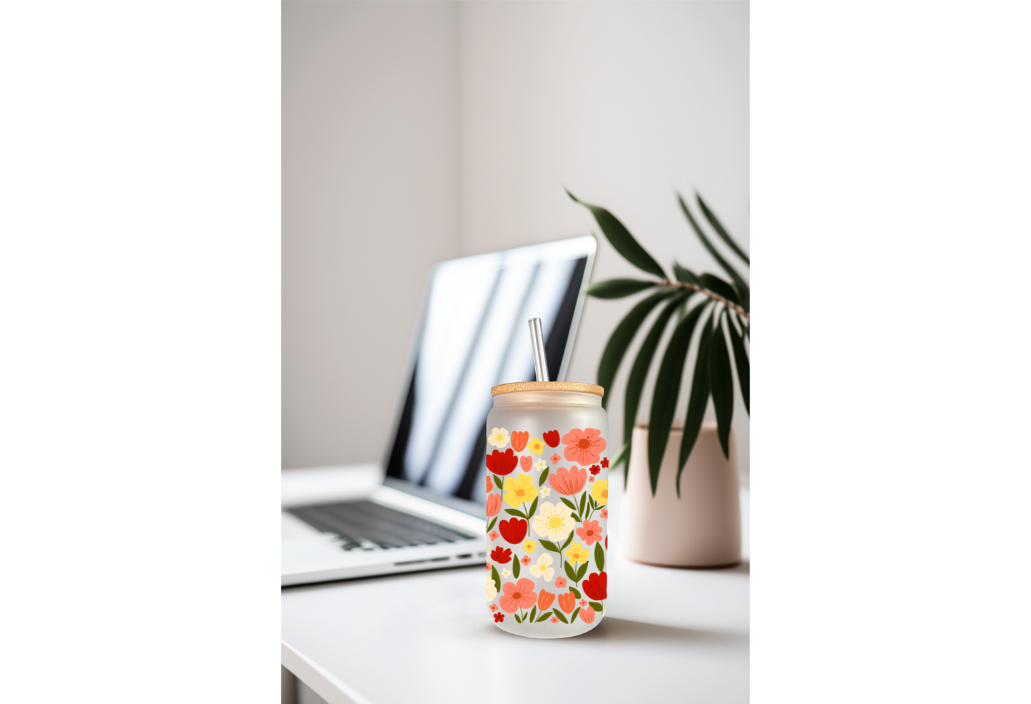 UVDTF Wrap Warm Floral Blossoms for 16oz Can Glass Mug Tumbler, Wildflower Wrap, Ready to Apply, Permanent Waterproof Adhesive