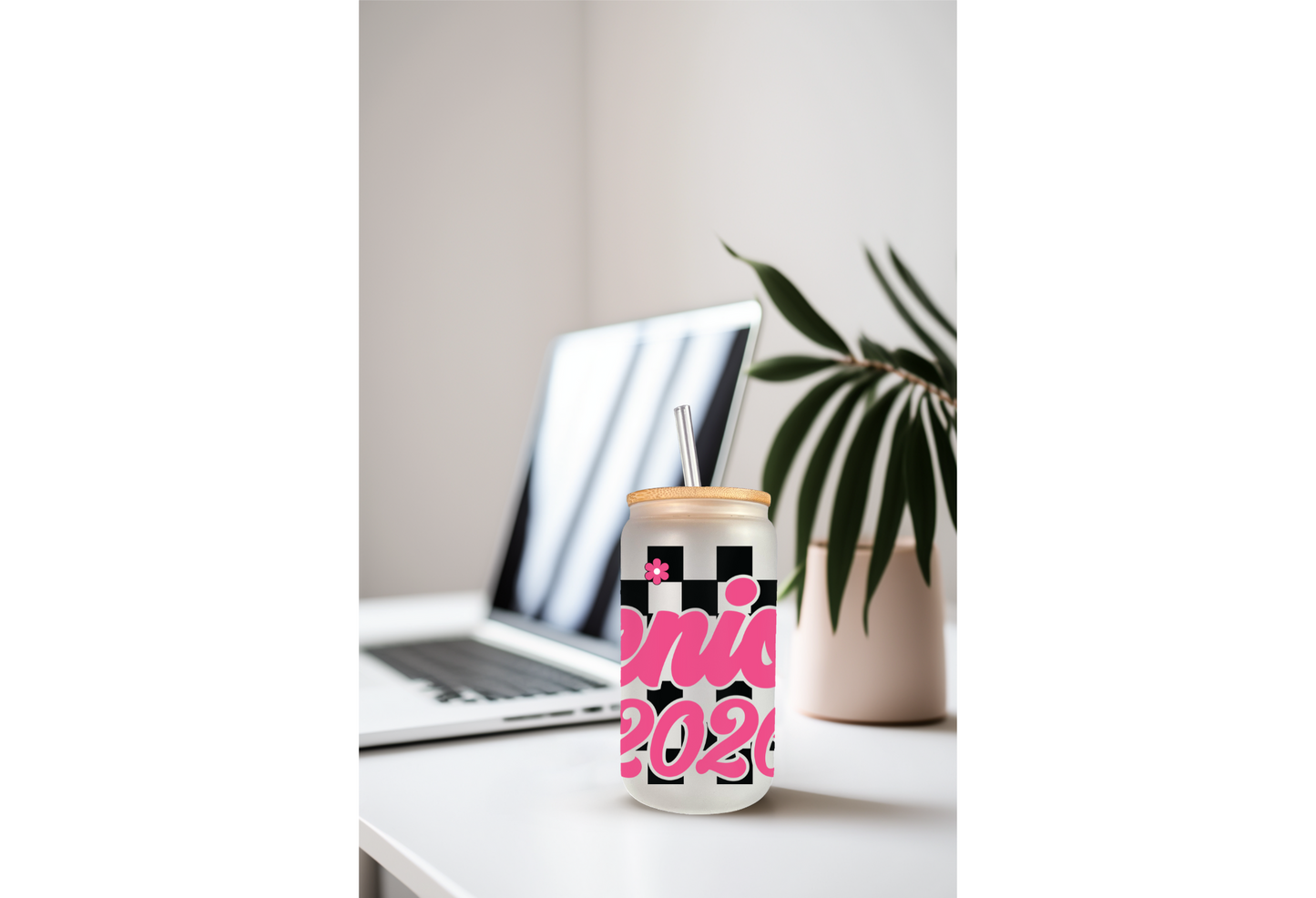UVDTF Wrap Senior 2026 Checkered for 16oz Can Glass, Mug Tumbler, Ready to Apply, Permanent Adhesive, Exclusive