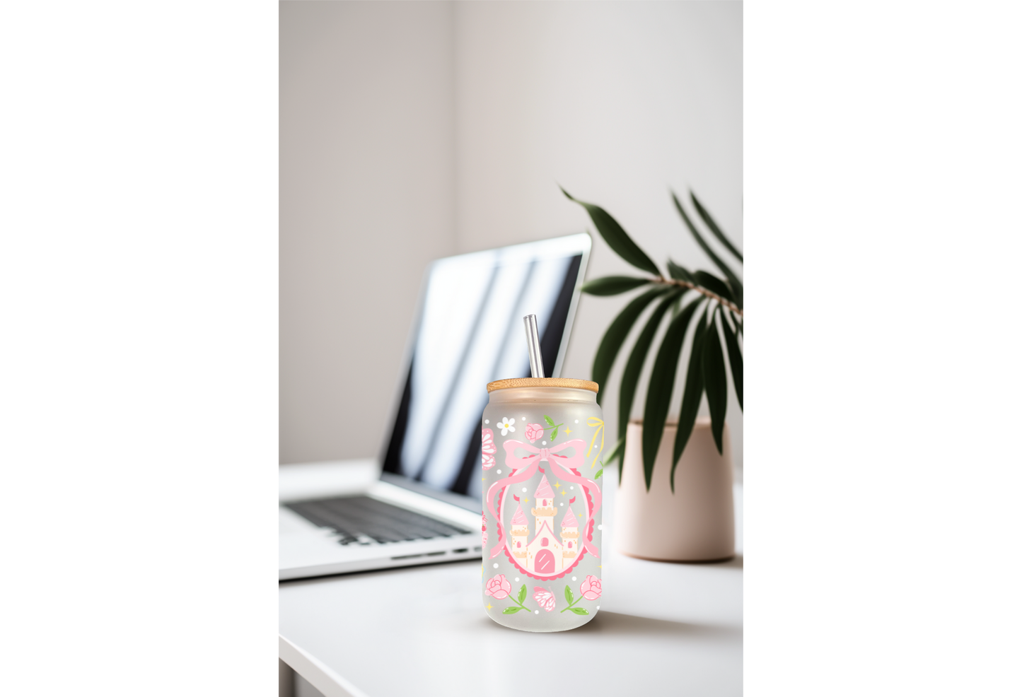 UVDTF Wrap Pastel Princess 16oz Can Glass Mug Tumbler, Ready to apply, Permanent Waterproof Adhesive