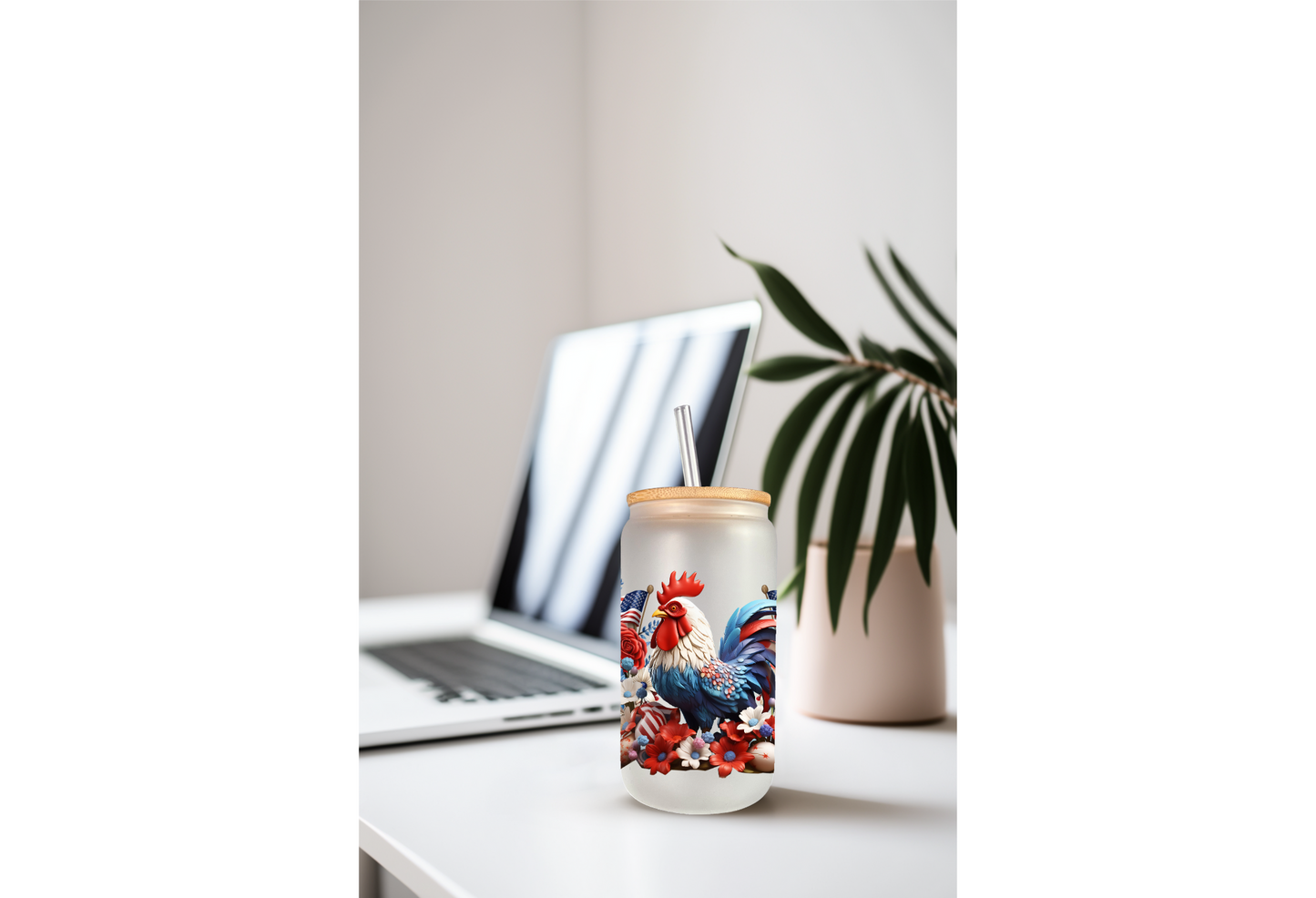 UVDTF Wrap America Chicken for 16 oz Can Glass, Mug, or  Tumbler, Rooster Wrap, Ready to apply, Permanent Adhesive Waterproof, Apply to cup