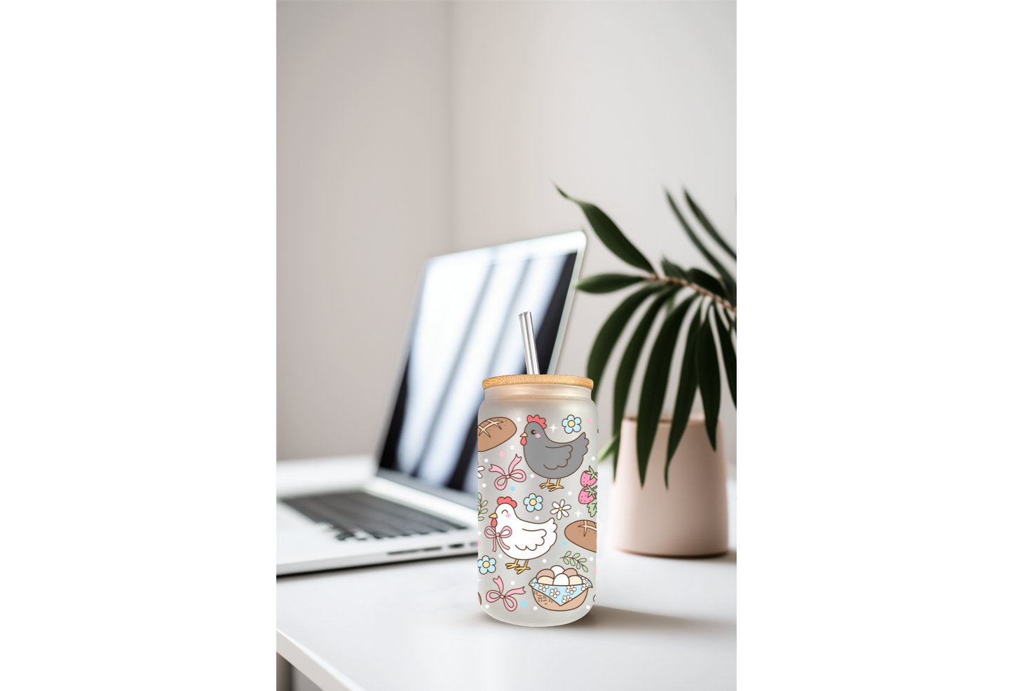 UVDTF Wrap Chicken Sourdough 16oz Can Glass Mug Tumbler Wrap, Ready to apply, Permanent Waterproof Adhesive, Double sided option