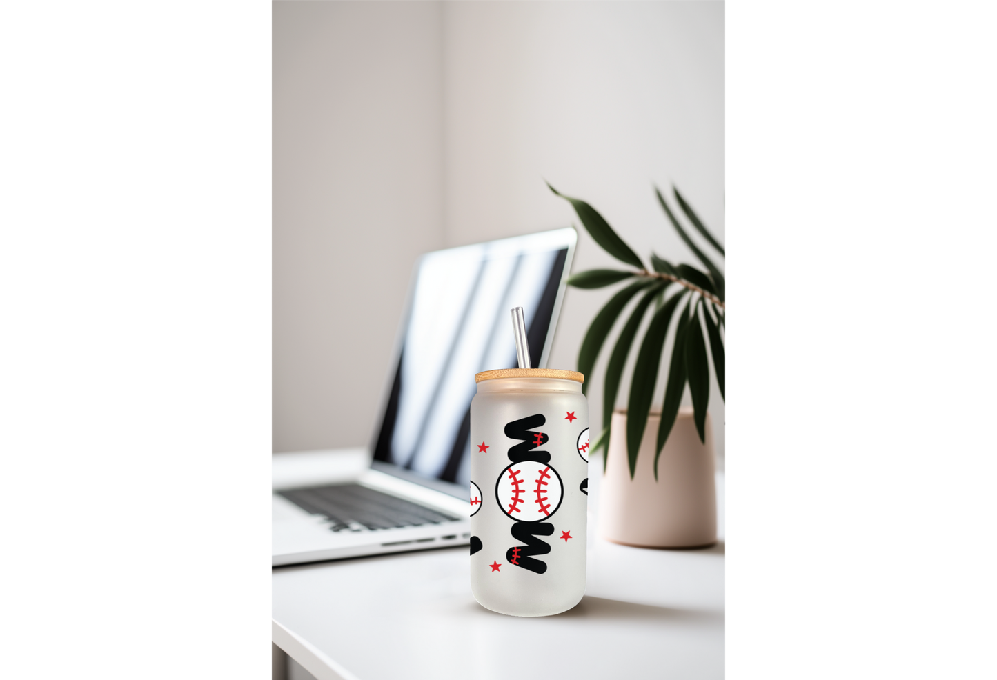 UVDTF Wrap Baseball Mom for 16oz Can Glass Mug Tumbler. Ready to Apply, Permanent Waterproof Adhesive