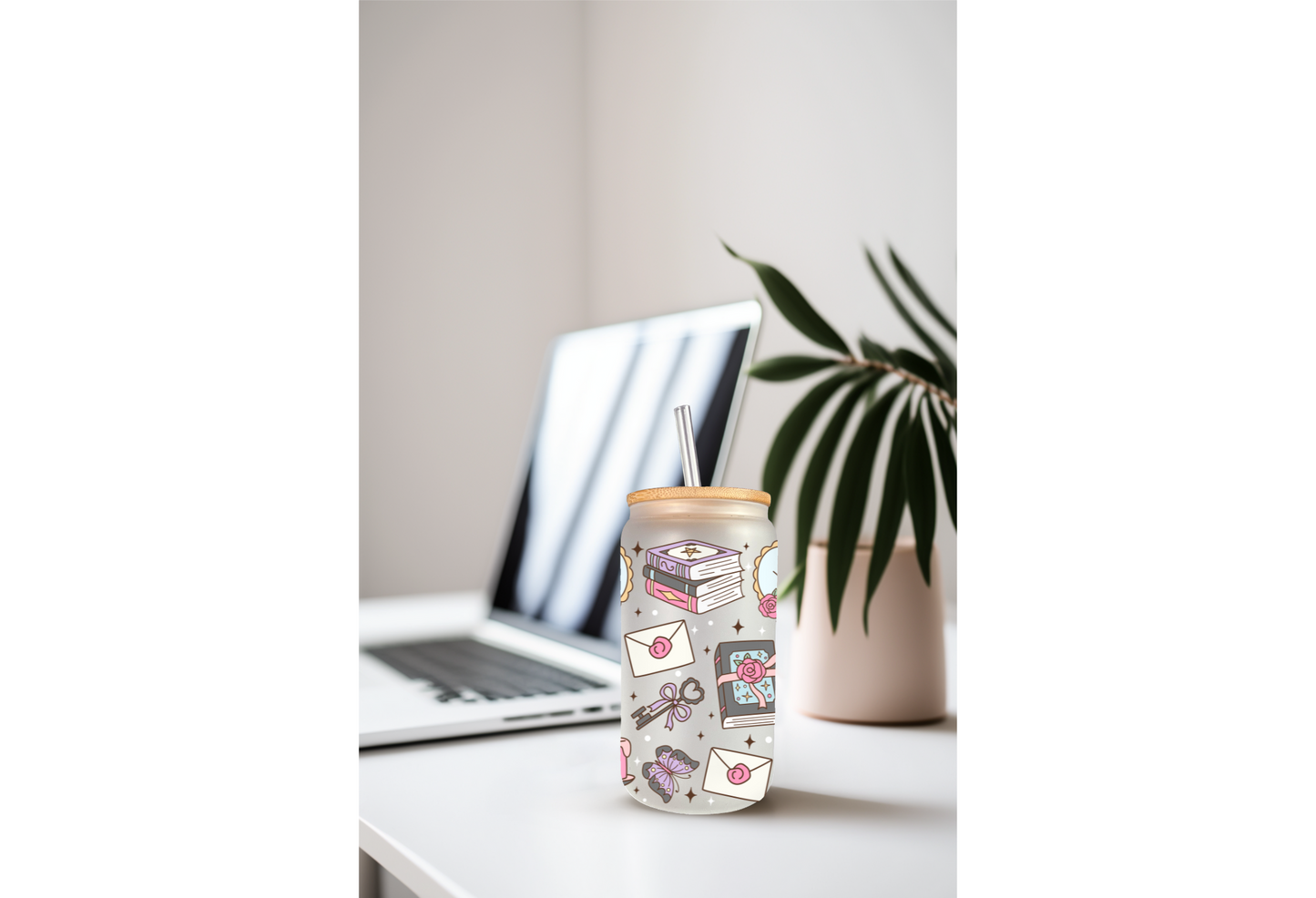 UVDTF Wrap Books Dark Academy Checkered for 16oz Can Glass Mug Tumbler, Ready to apply, Permanent Waterproof Adhesive