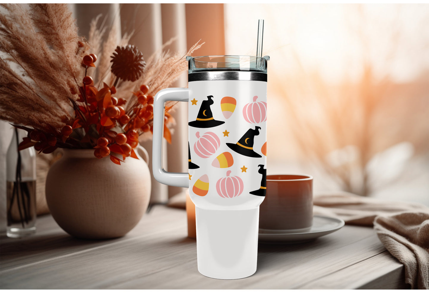 UVDTF Wrap Witches Hat Pumpkin Candy Corn Halloween 16oz Can Glass, Mug, Tumbler, Ready to apply, Permanent Waterproof Adhesive