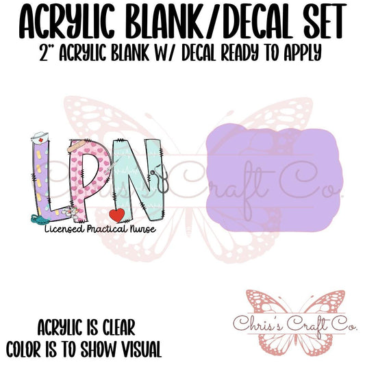LPN Acrylic Blank UVDTF Decal Set,  Nurse Badge, Diy Badge Reels, UVDTF sticker, Unfinished Badge Reel, Badge Reel Blanks