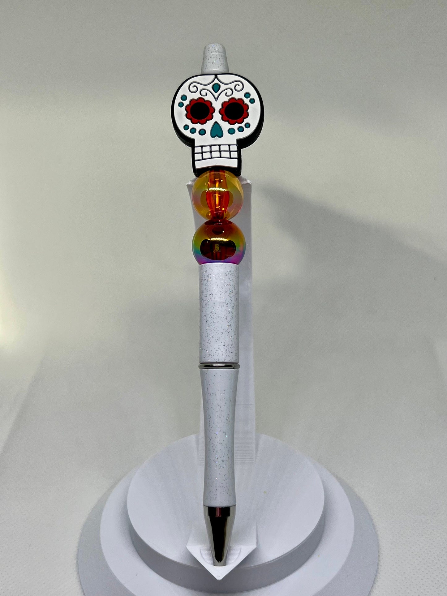Beaded Sugar Skull Pen Beaded Pen, Sarcastic Pen, Fun Pens Acrylic Beads, Custom Pen, Retractable Ink Pen, Gifts, Graduation