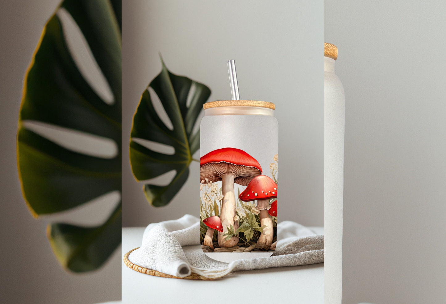 UVDTF Wrap Mushrooms Red Top 16oz Can Glass, Mug, Tumbler Wrap, Mushroom Wrap, Ready to Apply, Permanent Waterproof Adhesive