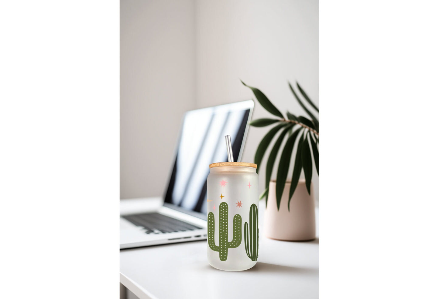 UVDTF Wrap Boho Dusk Cacti Cactus 16oz Can Glass, Mug, Tmbler, Cactus Wrap, Ready to apply, Permanent Adhesive Waterproof, Add on a Cup