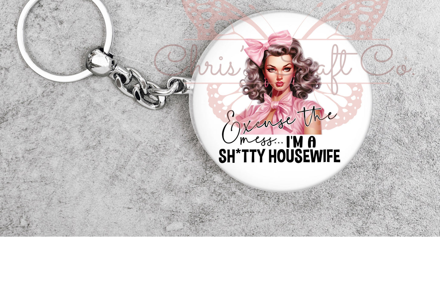 UVDTF Decal Excuse the Mess I'm a Sh*tty Housewife 16oz Can Glass 40oz Tumbler or Mug, Funny, Ready to Apply, Permanent Waterproof Adhesive