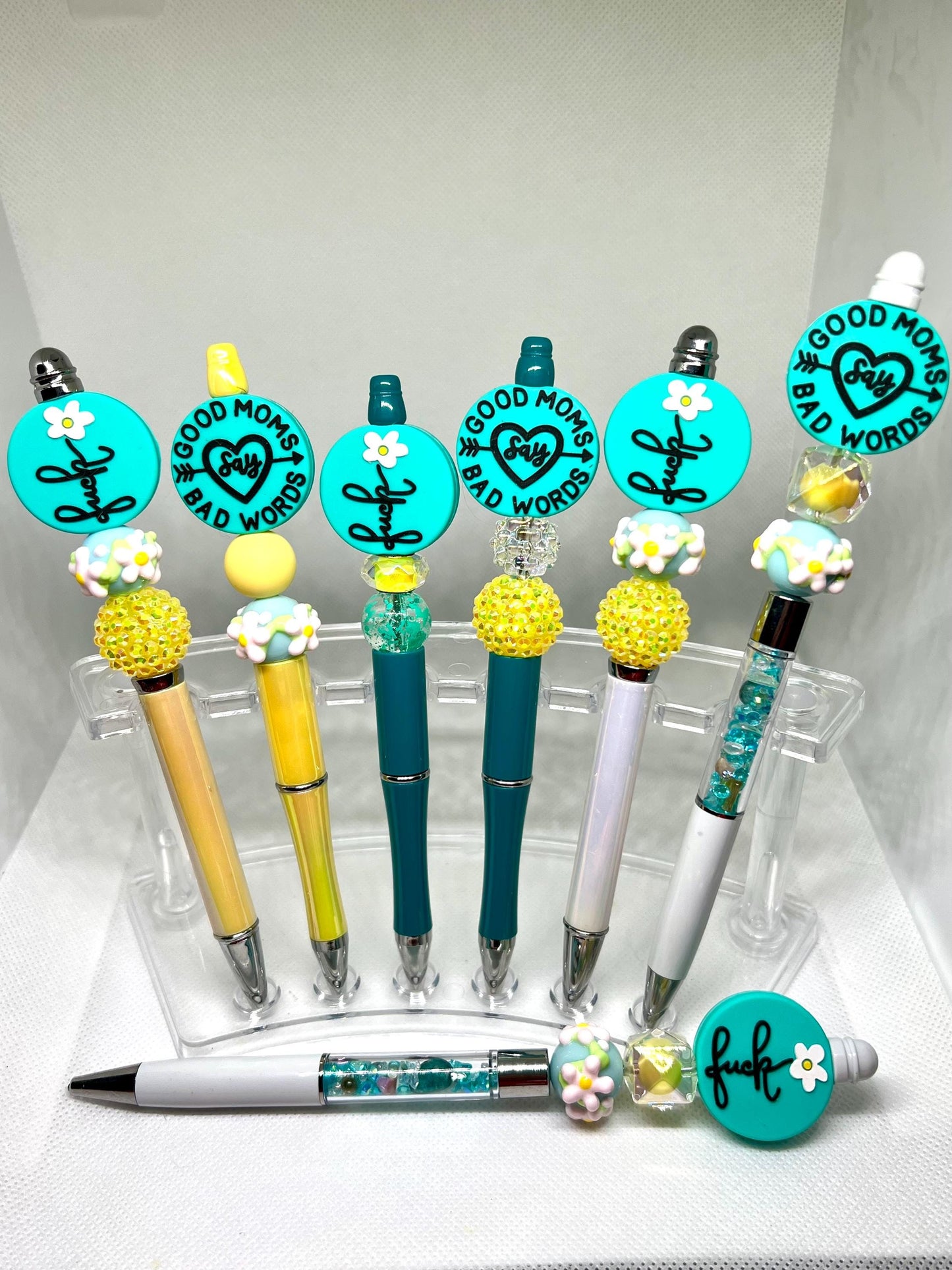 Beaded Pen Good Moms Say Bad Words F*uck, Sarcastic Pen, Fun Pens Acrylic Beads, Custom Pen, Retractable Ink Pen, Graduation